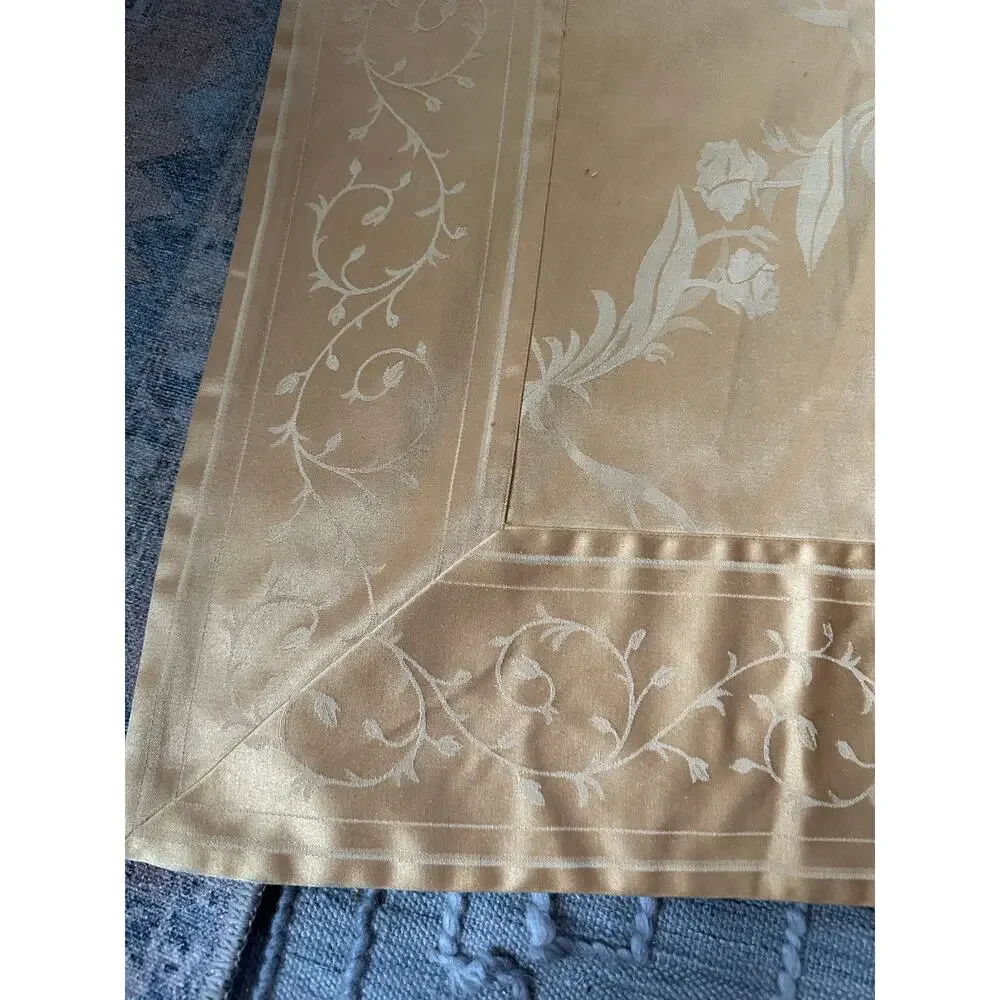 Tablecloth Jacquard 114x60” gold floral damask luxury